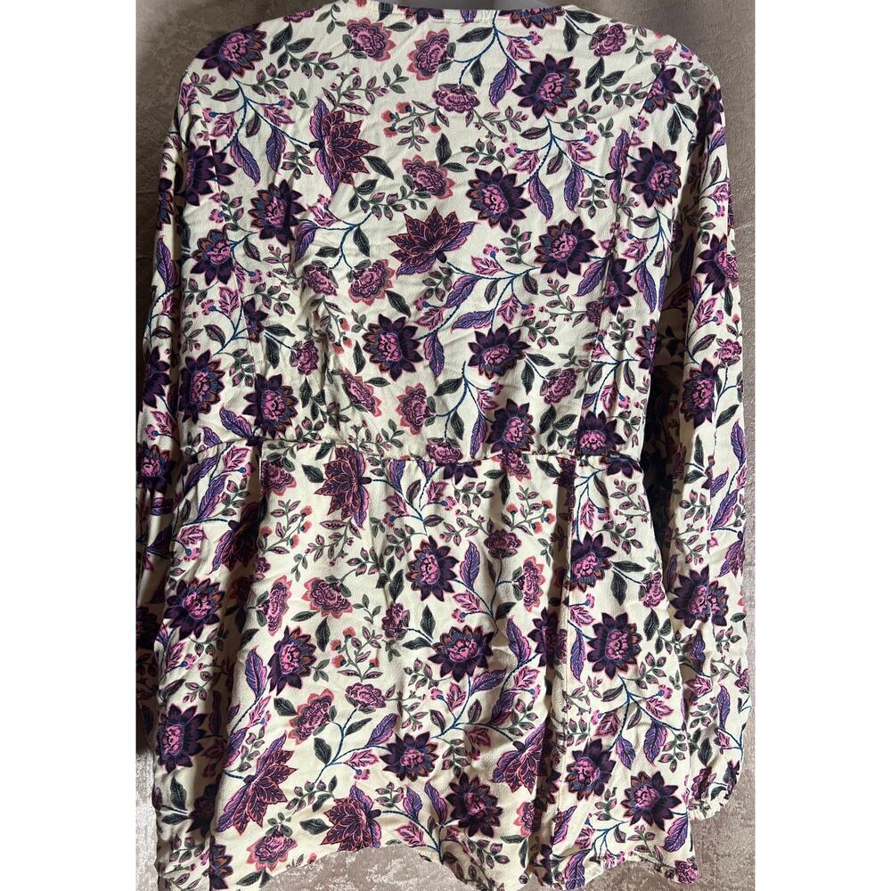 Torrid Womens Top Babydoll Crepe Boho Feminine Whimsy Lace Up Floral 1X - Picture 5 of 7